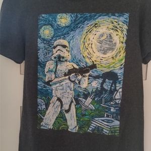 Star Wars Stormtrooper Van Gogh Starry Night Backdrop Graphic T-Shirt Size Small
